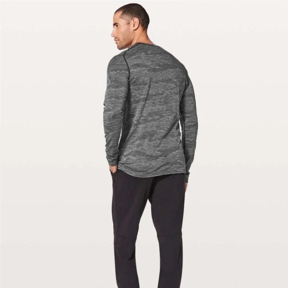 Lululemon Men Black Anchor Gray Camo Mesh Metal Vent Tech Long Sleeve Shirt XL - Picture 11 of 11